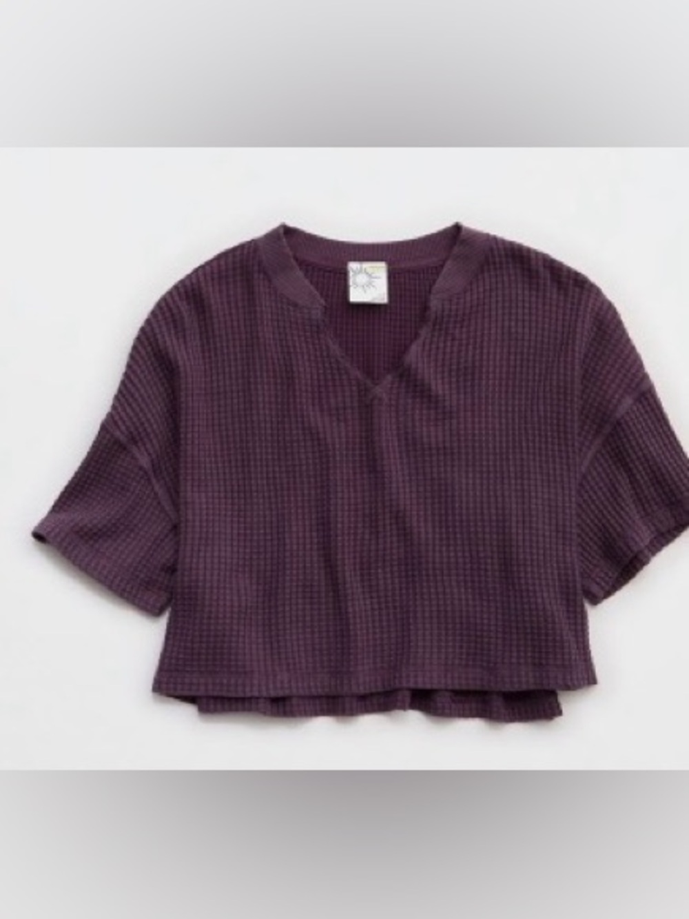 Aerie Waffle Knit Short Sleeve Top - Plum